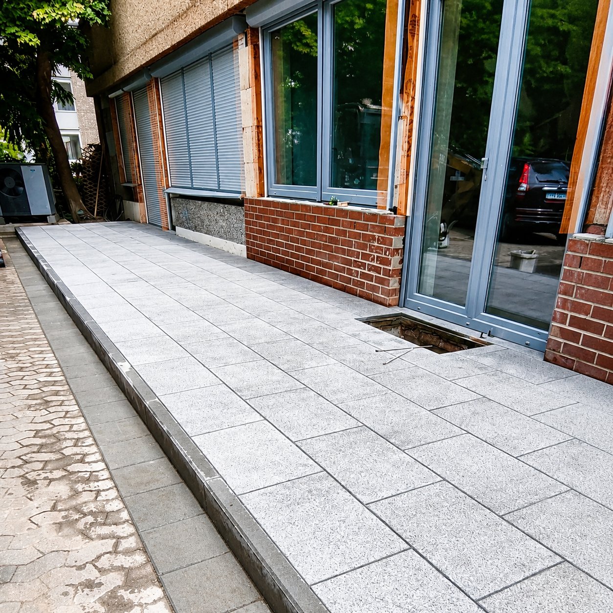 Terrasse mit großformatigen Platten
